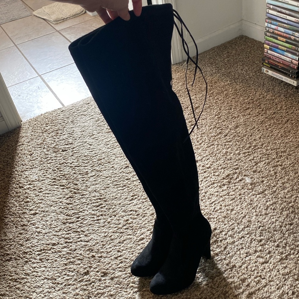 Suede thigh high boots - Picture 2 of 4